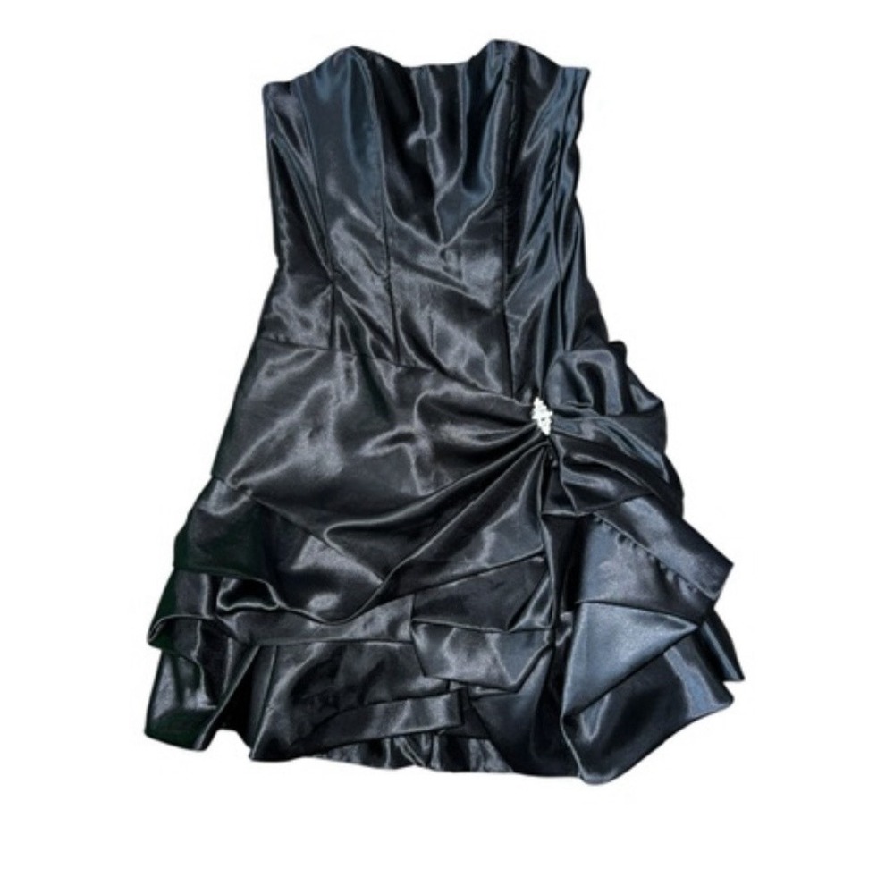 Jessica Mcclintock For Gunne Sax Prom Formal Dress Bubble Hem Womens 3 Black